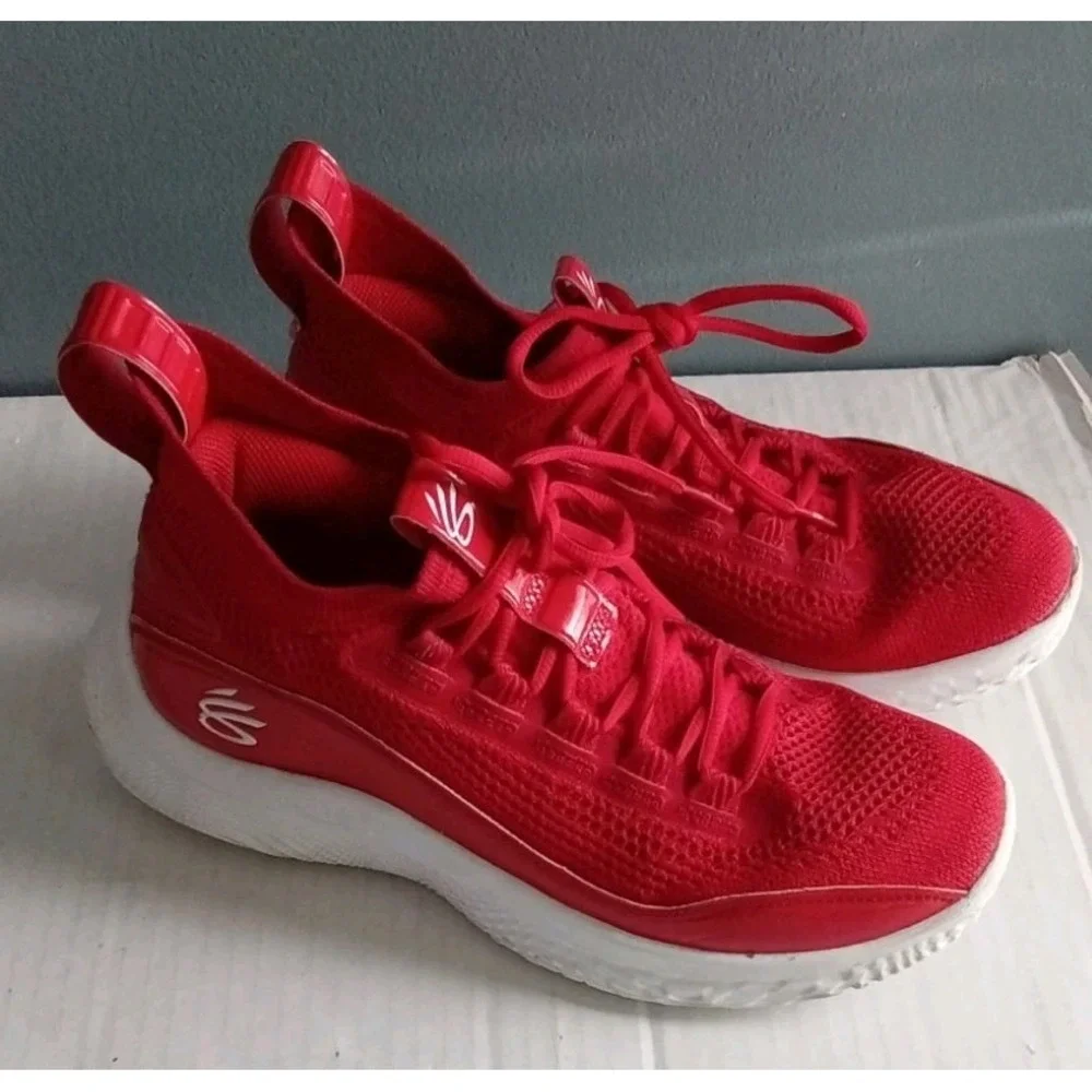 Under Armour Curry Flow 8 Red Basketball‎ Shoes Cushioned Sneakers